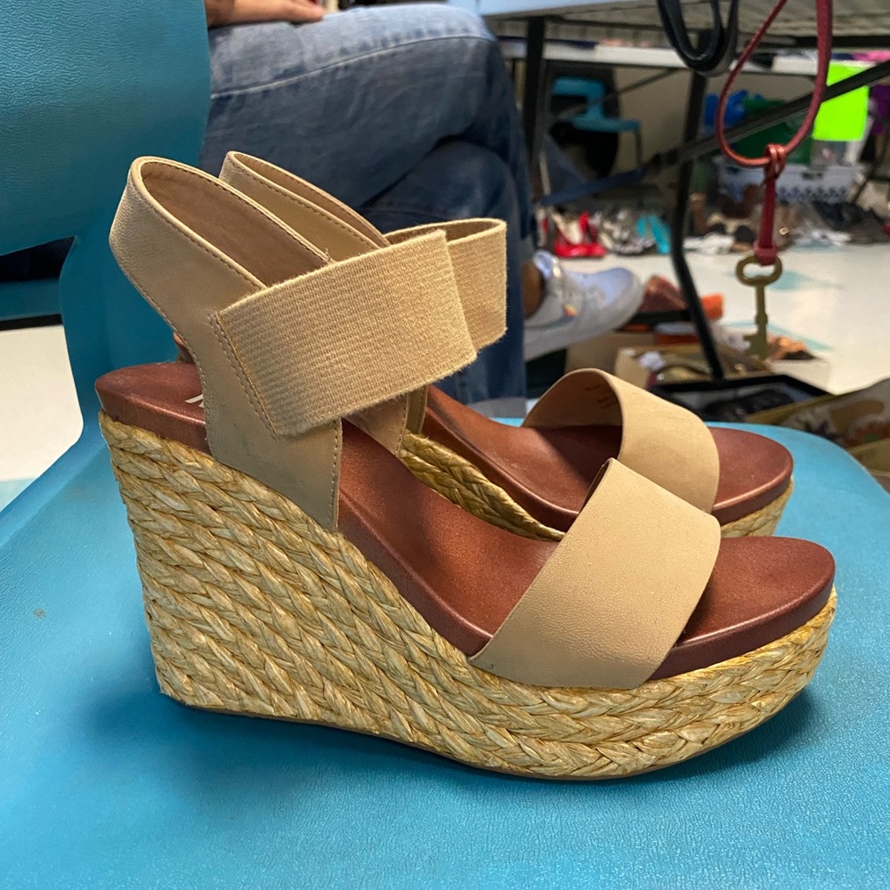 MIA Tan Wedge Espadrilles with Jute Heel